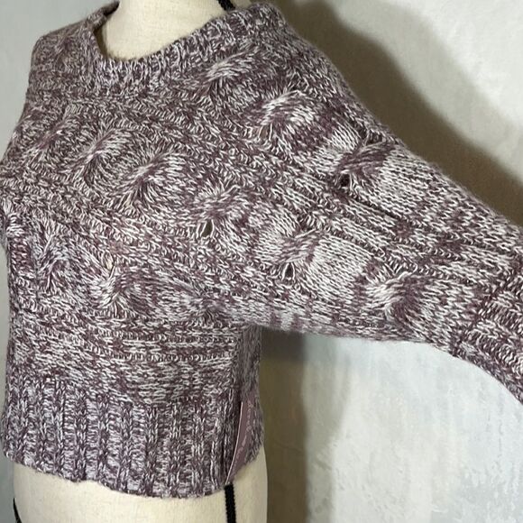 Derek Heart Purple Dolman Sleeve Cropped Sweater - Picture 9 of 11